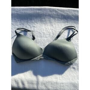 Aerie Real Sunnie Wireless Bra 36C Olive Green W/ Lace NWOT